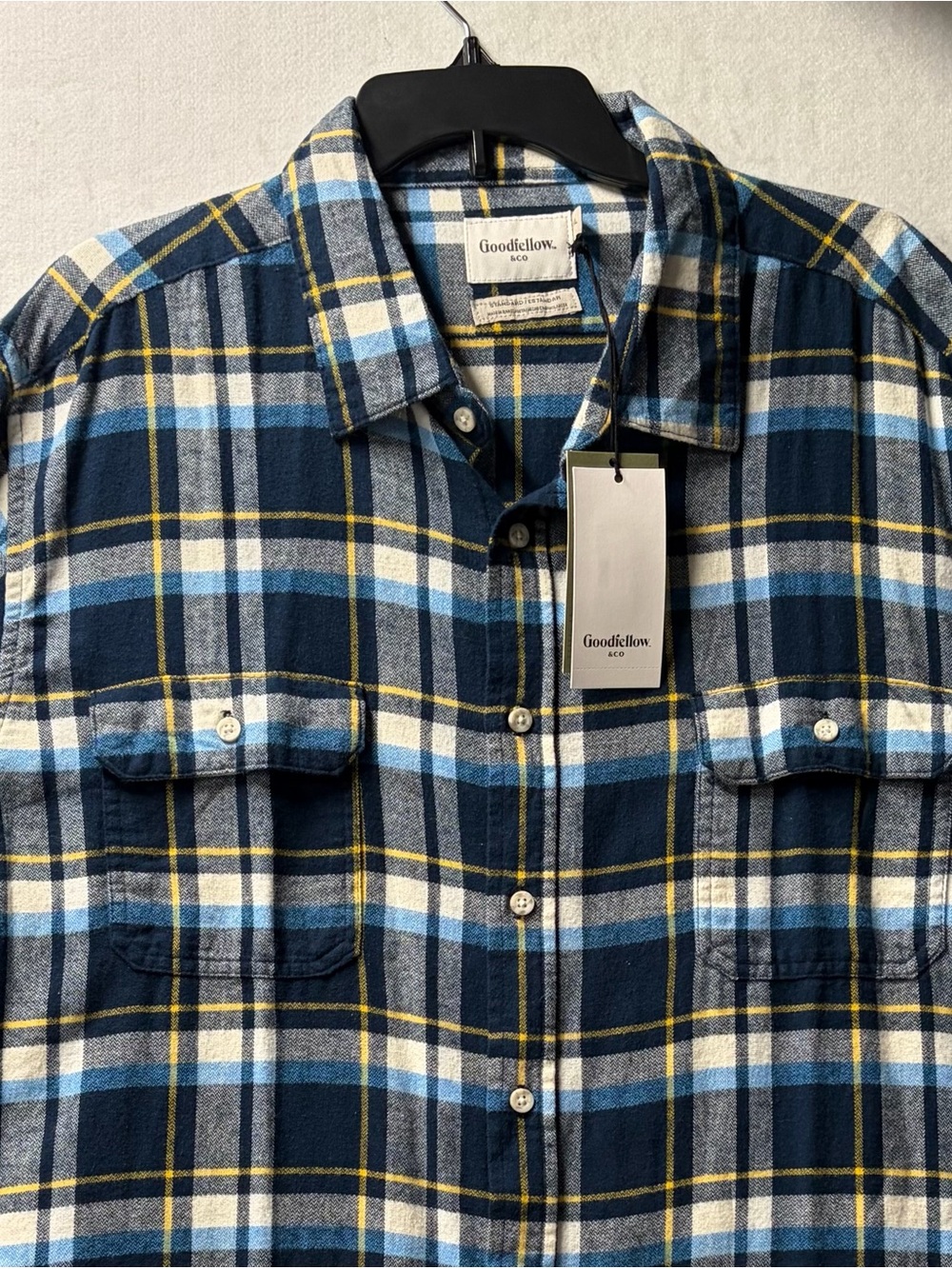 Goodfellow & Co. Blue Plaid Mid-Weight Flannel Shirt  Mens Size XXL. New W/ Tags